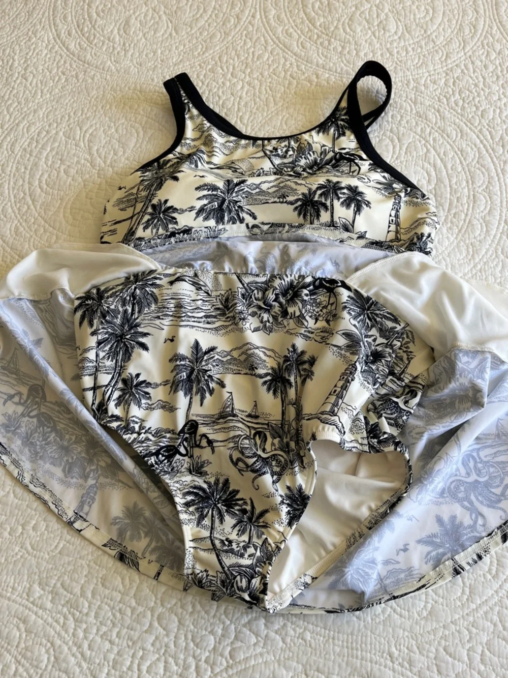 NWOT Lands' End Skirted Tugless High Neck Swim Dress 1 Piece Print 18W Support - Picture 12 of 17